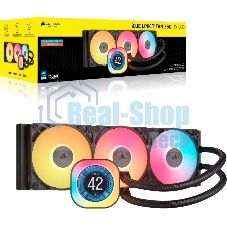 Система жидкостного охлаждения Corsair iCUE LINK TITAN 360 RX LCD (360мм, черный, RGb/ Fans: 3x120мм, 73.5CFM, 36dBA, 2100RPM/ S: 1851, 1700, AM5, AM4)