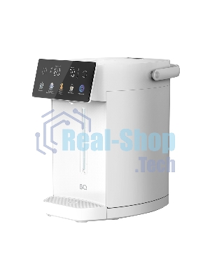 Термопот BQ TP5001 White. Мощность 1600 Вт/Объем 5 л/Сенсорный LED-дисплей/Поддержание температуры/Функция дехлорирования/Регулировка темперы от 40 до 90 'C/Система защиты: от перегрева, от включения без воды, блокировка подачи воды/Внутренняя колба из нержавеющей стали AISI 304/Съемная крышка/Ручка для переноски/Электрическая помпа/Длина шнура 0.85 м