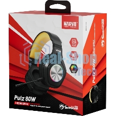 Гарнитура MARVO HG9084W Pulz 80W чёрный, беспроводная + проводная, радиоканал, до 50 ч, подсветка, совместимость с PS5, Xbox