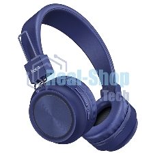 Беспроводные/проводные наушники Hoco W25 синий, полноразмерные, Bluetooth + проводной, до 12 ч.