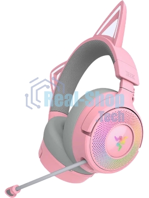 Гарнитура Razer Kraken Kitty V3 Pro Quartz розовый, беспроводная, bluetooth, до 70 ч, подсветка