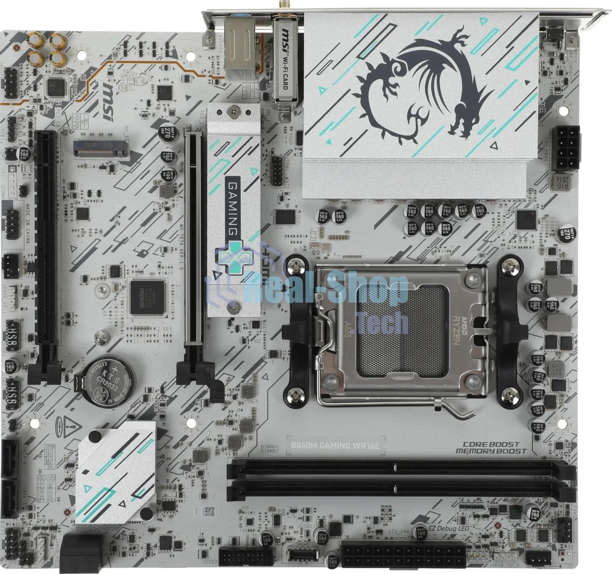 Материнская плата MSI B840M GAMING WIFI6E, AM5, AMD B840, 2xDDR5, 4xSATA, 2xM.2, 1xPCIe 4.0 x16, 1xPCIe 3.0 x4, 1xDP, 1xHDMI, 1x2.5Gb LAN, Wi-Fi 6E, Bluetooth 5.3, 4xUSB-A 5Gbps, 2xUSB-A 2.0, 2x3.5 мм, 7.1, mATX