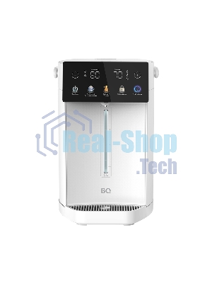 Термопот BQ TP5001 White. Мощность 1600 Вт/Объем 5 л/Сенсорный LED-дисплей/Поддержание температуры/Функция дехлорирования/Регулировка темперы от 40 до 90 'C/Система защиты: от перегрева, от включения без воды, блокировка подачи воды/Внутренняя колба из нержавеющей стали AISI 304/Съемная крышка/Ручка для переноски/Электрическая помпа/Длина шнура 0.85 м