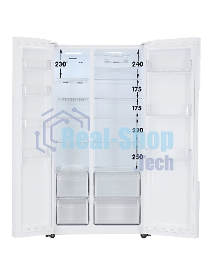 Холодильник Haier HRF-522DW6RU белый двухкамерный 334/173л морозилка слева, No Frost, Side by Side
