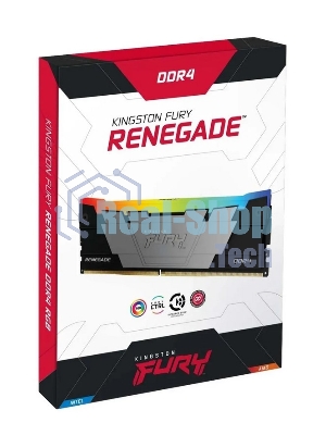 Оперативная память Kingston Fury Renegade, DDR4, 16GB (1x16GB), 3200MHz, CL16, DIMM, с радиатором, RGB, серебристый/черный