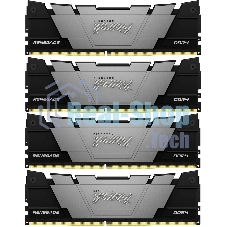 Оперативная память Kingston Fury Renegade, 64Gb (4x16GB), DDR4, 3600MHz, CL16, DIMM, с радиаторами, серый/черный