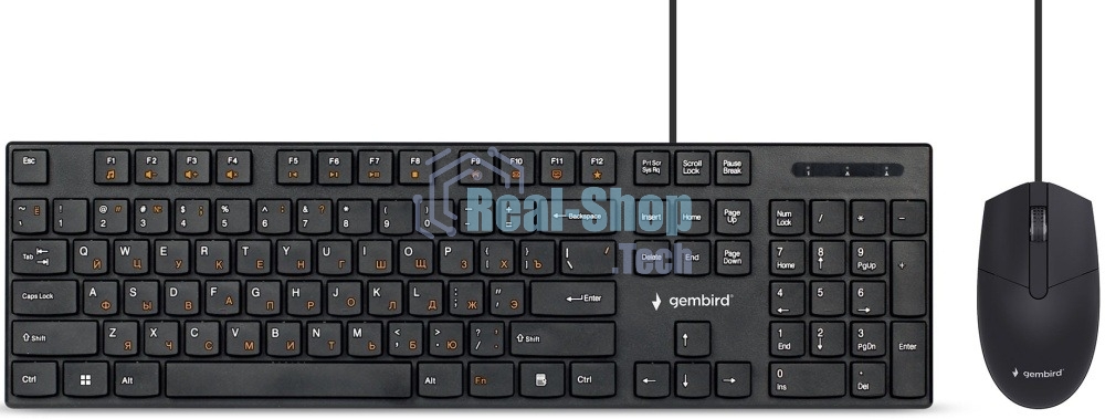 Комплект клавиатура+мышь Gembird KBS-9050L проводной, USB, 1000 DPI, чёрный