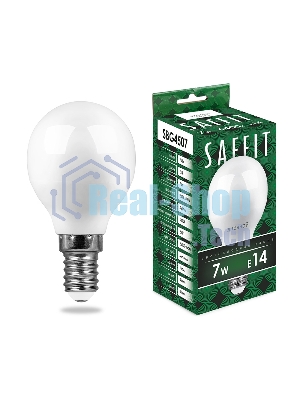 Лампа светодиодная SAFFIT SBG4507 (55123) 7Вт Е14 дневной матовый шар