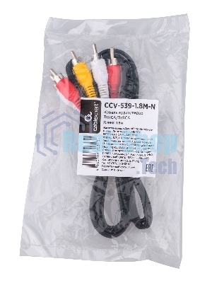 Кабель аудио/видео Cablexpert CCV-539-1.8M-N, 3xRCA/3xRCA, 1.8м, черный, пакет