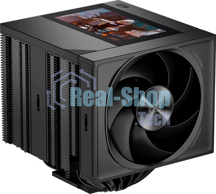 Кулер для процессора PCCooler RZ820 Display BK (290W, 4-pin PWM, LED, 169mm, Al/Cu, 8x6mm, 1x140mm + 1x150mm, 71.9/78.7CFM, 27.1/35.8dBA, 1500/2500RPM, S: 1851/1700/1200/115X/20XX, AM5/AM4, black)