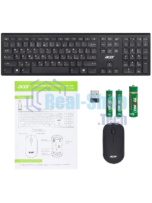 Комплект клавиатура+мышь Acer OKR030 беспроводной, USB, 1200 DPI, чёрный