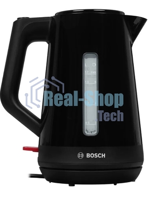 Электрочайник Bosch TWK1M123 черный, 1.7 л, 2400 Вт, скрытый нагревательный элемент