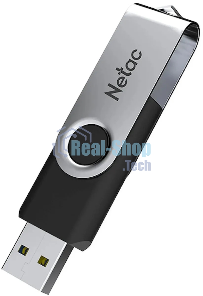 Флешка USB Netac U505 (NT03U505N-016G-20BK), 16Gb, USB 2.0, R/W 70/30, черный/серебристый