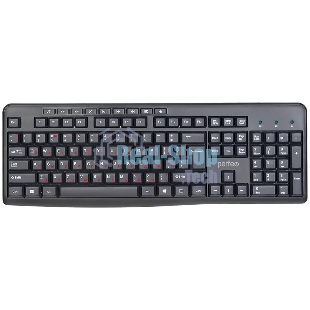 Клавиатура проводная Perfeo PUSH Multimedia, USB, черная