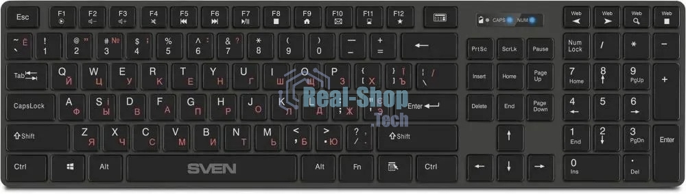 Клавиатура SVEN KB-E5300W беспроводная, радиоканал, чёрный