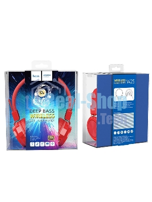 Беспроводные/проводные наушники Hoco W25 красный, полноразмерные, Bluetooth + проводной, до 12 ч.