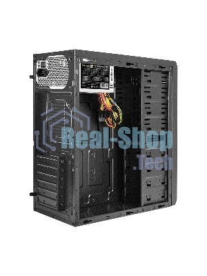 Компьютерный корпус Miditower ExeGate UN-605B-UNS500 (ATX, БП UNS500 с вент. 12см, 2*USB, аудио, блокировка, черный)