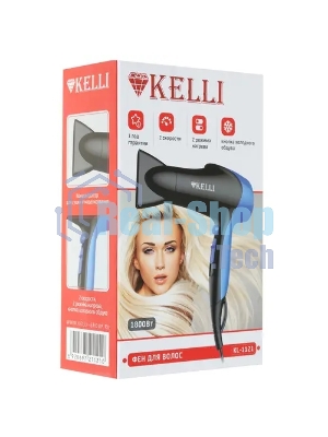 Фен Kelli KL-1121 черный/синий, 1800 Вт