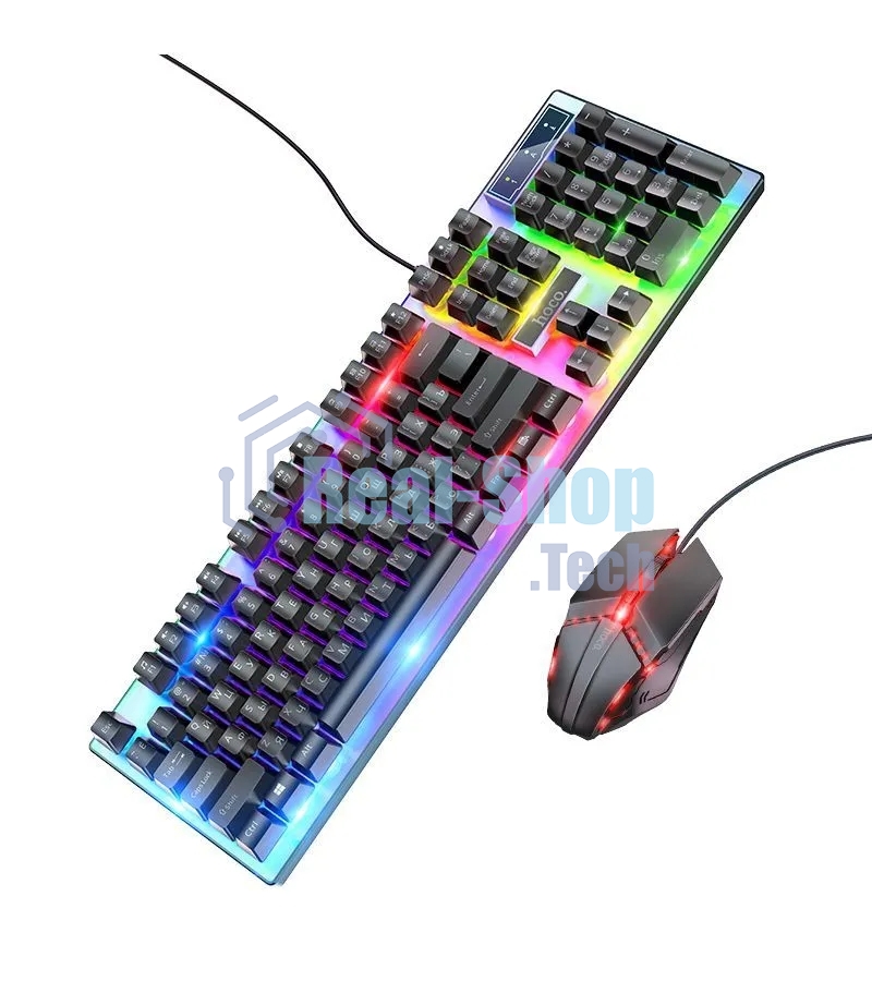 Комплект клавиатура+мышь Hoco GM18 Luminous проводной, USB, 1200 DPI, чёрный