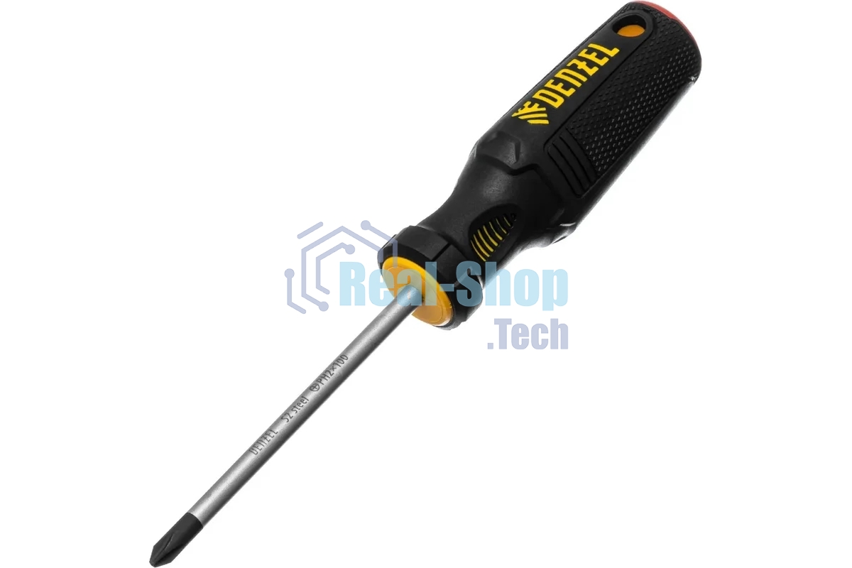 Отвертка Denzel PH2х100 мм, S2, 3к рукоятка