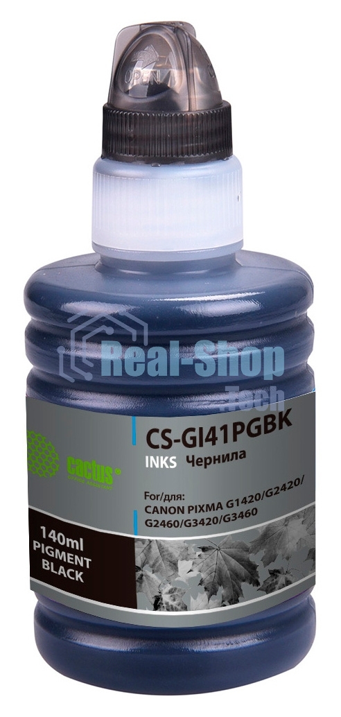 Чернила Cactus CS-GI41PGbK черный140мл для Canon PIXMA G1420/G2420/G2460/G3420/G3460
