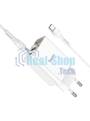 Сетевое зарядное устройство HOCO (6931474769824) C100Aaa 1USB+1Type-C 3.0A QC3.0 PD 20W, белый