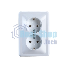 Розетка 2-м СП Вега РС12-3-ВБ с заземл. контактом без защ. штор 16А белый IEK ERV21-K01-16-DM