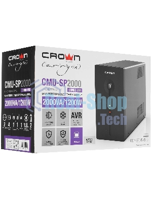 Источник бесперебойного питания Crown CMU-SP2000COMBO USB/2000 ВА/1200 Вт/9 x IEC 320 C13 (компьютерная)