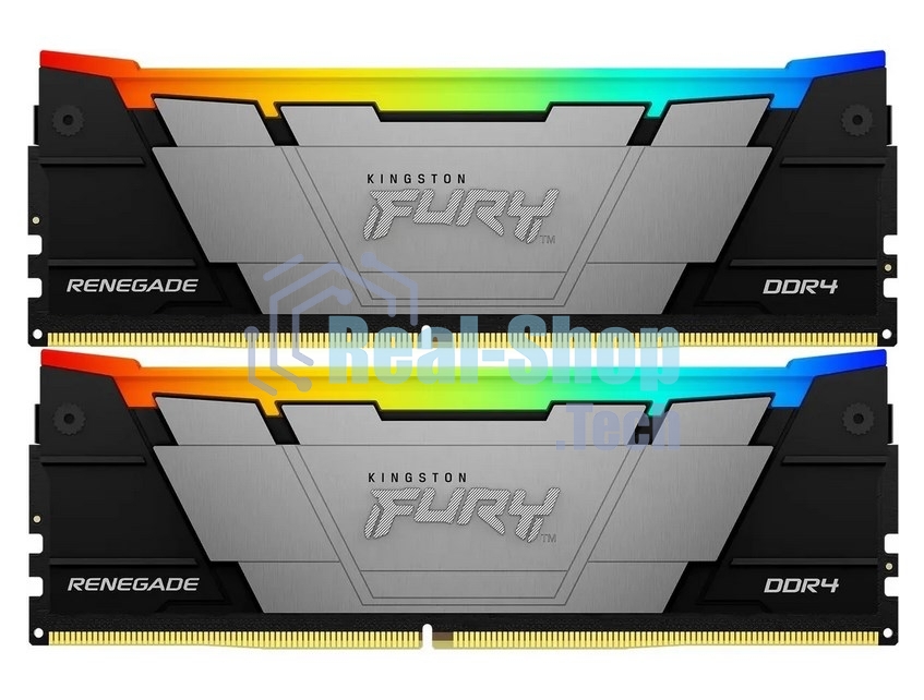 Оперативная память Kingston Fury Renegade, DDR4, 16Gb (2x8Gb), 3200MHz, CL16, DIMM, с радиаторами, RGB, черный