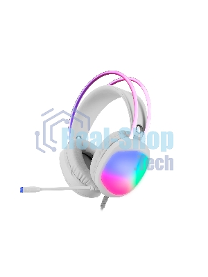 Гарнитура Marvo HG8959 Lumi 40 белый, проводная, 2×3.5 мм, микрофон с отключением, RGB-подсветка