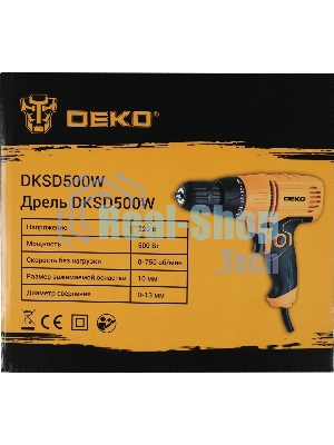 Дрель-шуруповерт Deko DKSD500W, 500 Вт, 28 Нм, щеточный