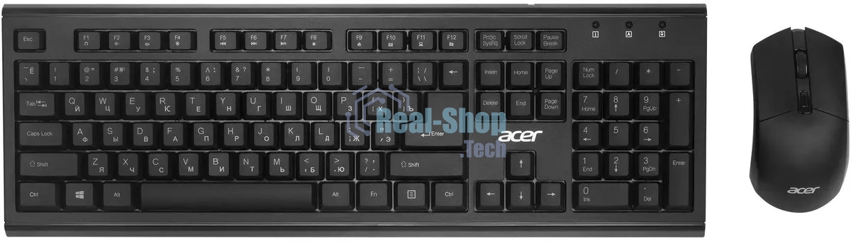 Комплект клавиатура+мышь Acer OKR120 беспроводной, USB, 1600 DPI, чёрный