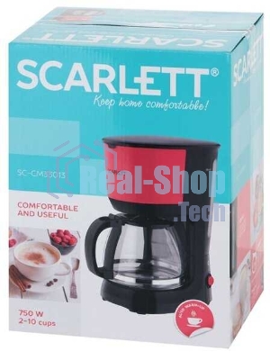 Кофеварка капельная Scarlett SC-CM33013 красный/черный, исп. кофе - молотый, 1.25 л, 750 Вт.