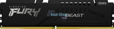 Оперативная память Kingston Fury Beast, DDR5, 32GB (1x32GB), 5600 MHz, CL40, с радиатором, чёрный