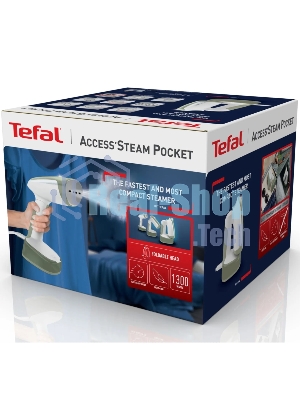 Отпариватель Tefal DT3053E1 белый/зеленый, 1300 Вт, 20 г/мин, 120 мл