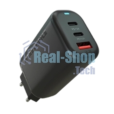 Сетевое зарядное устройство MORE CHOICE (4610196409646) NC79 1USB+2Type-C 3.0A PD 65W быстрая зарядка черный