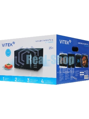 Микроволновая печь Vitek VT-MW1425 черный, 25 л, 900 Вт, переключатели - кнопки, поворотные переключатели