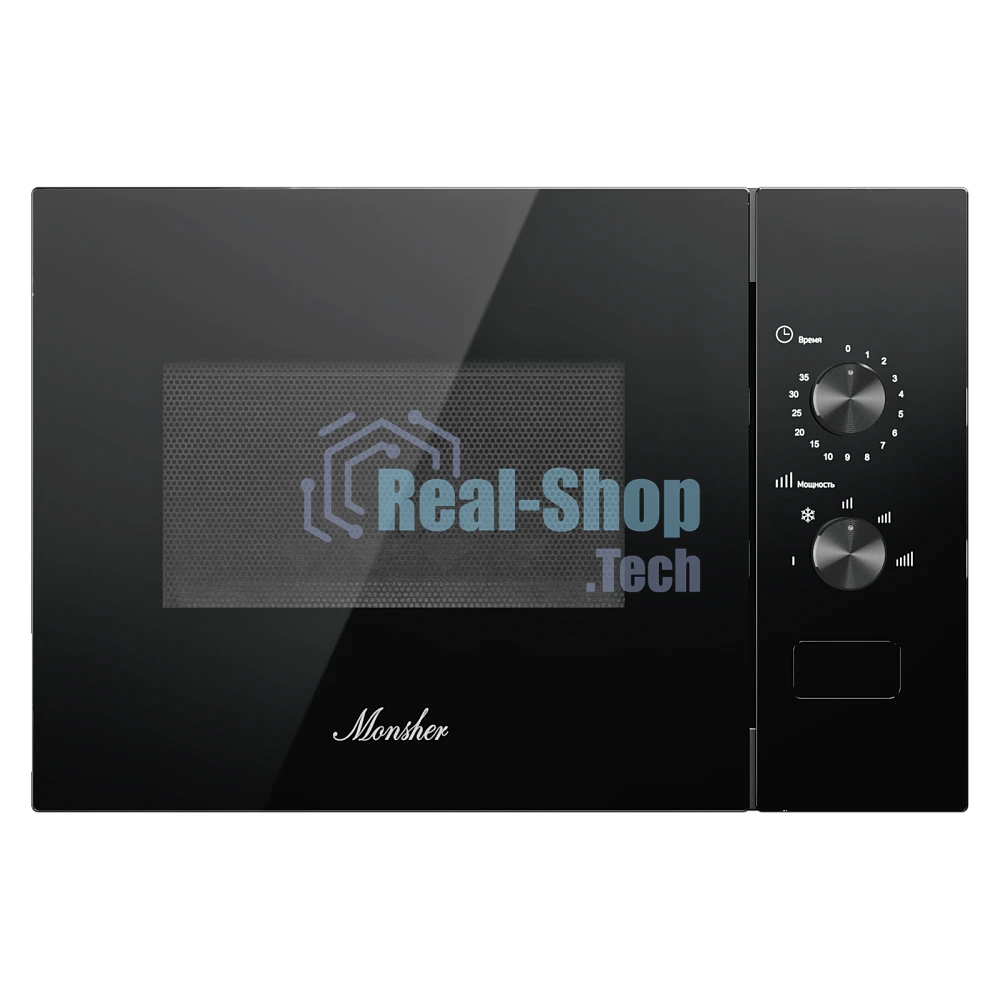 Встраиваемая микроволновая печь MONSHER MMH 1015 Noir, High-Tech, 15 л, мощность 600 Вт, 5 уровней мощности, размораживание, поворотное управление, черный