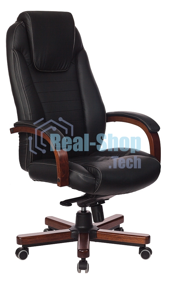 Кресло Бюрократ T-9923WALNUT/BLACK черный, кожа