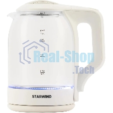 Чайник электрический StarWind SKG1056 1.8 л, 2000 Вт, белый/прозрачный