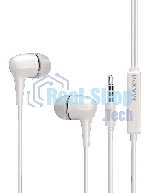 Проводные наушники Maxvi MHF-16 Easy белый, внутриканальные, Jack 3.5 мм, встроенный микрофон