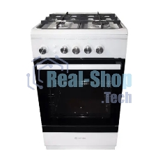 Плита газовая De Luxe 506040.24Г ЧР белый, конфорок 4 шт, духовка 54 л, 50 см x 85 см x 60 см