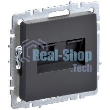 Розетка компьютерная двойная IEK BRITE РК10-2-БрГ RJ45 кат.5E графит