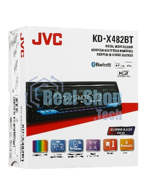 Автомагнитола JVC KD-X482BT, 1 DIN, Bluetooth, USB Type-A, AUX, съёмная панель