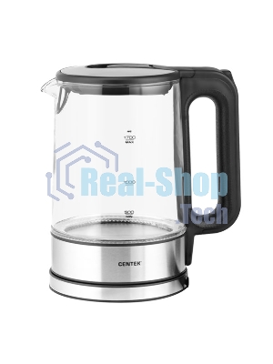 Электрочайник Centek CT-0032 прозрачный, 1.7 л, 2200 Вт, скрытый нагревательный элемент