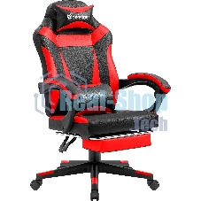 Кресло Defender CRUISER BLACK/RED черный/красный, экокожа, подставка для ног