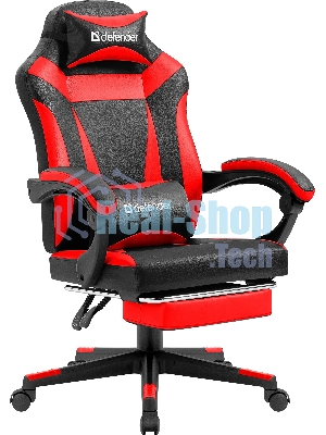 Кресло Defender CRUISER BLACK/RED черный/красный, экокожа, подставка для ног