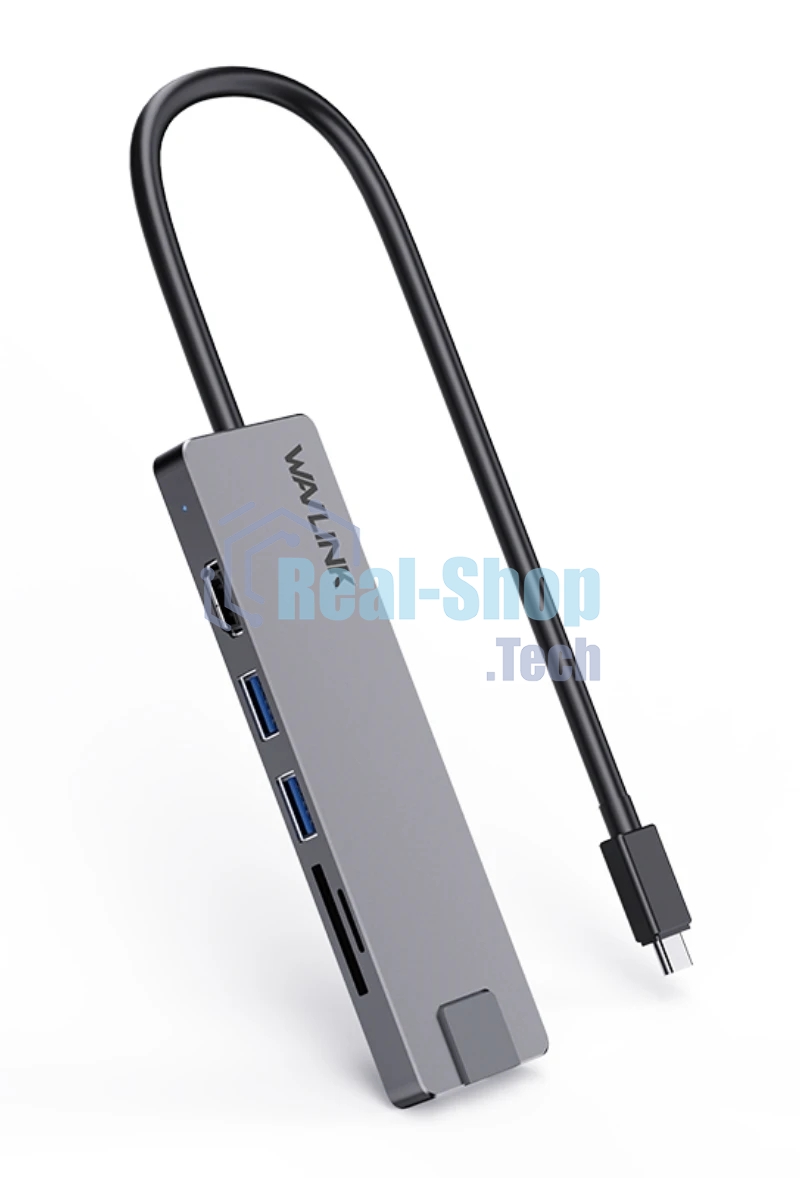 USB-концентратор WAVLINK USB Type-C, USB Type-C/USB 3.0/USB 2.0/HDMI/Gigabit LAN/SD/Micro SD, USB