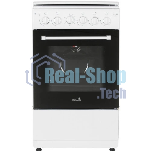 Плита газовая Cezaris ПГ 2150-10 белый, конфорок 4 шт, духовка 43 л, 51 см x 85 см x 55 см