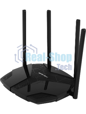 Двухдиапазонный роутер MERCUSYS MR80X AX3000 Wi-Fi 6, до 574 Мбит/с на 2,4 ГГц + до 2402 Мбит/с на 5 ГГц,4 фиксированные внешние антенны, 3 гигабитных порта LAN, 1 гигабитный порт WAN